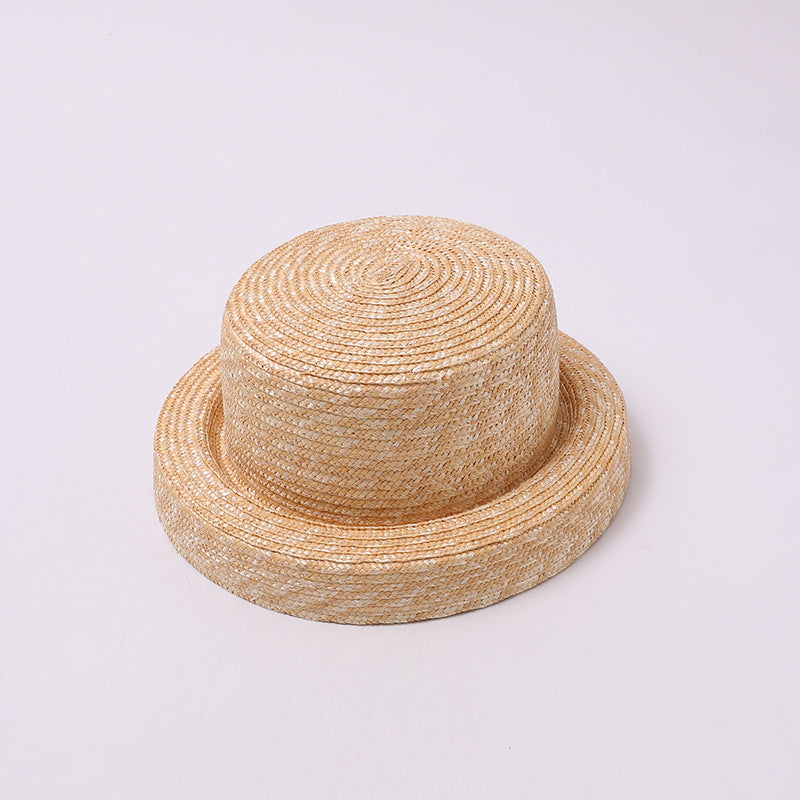 Natural Straw Boater Hat with Flat Top