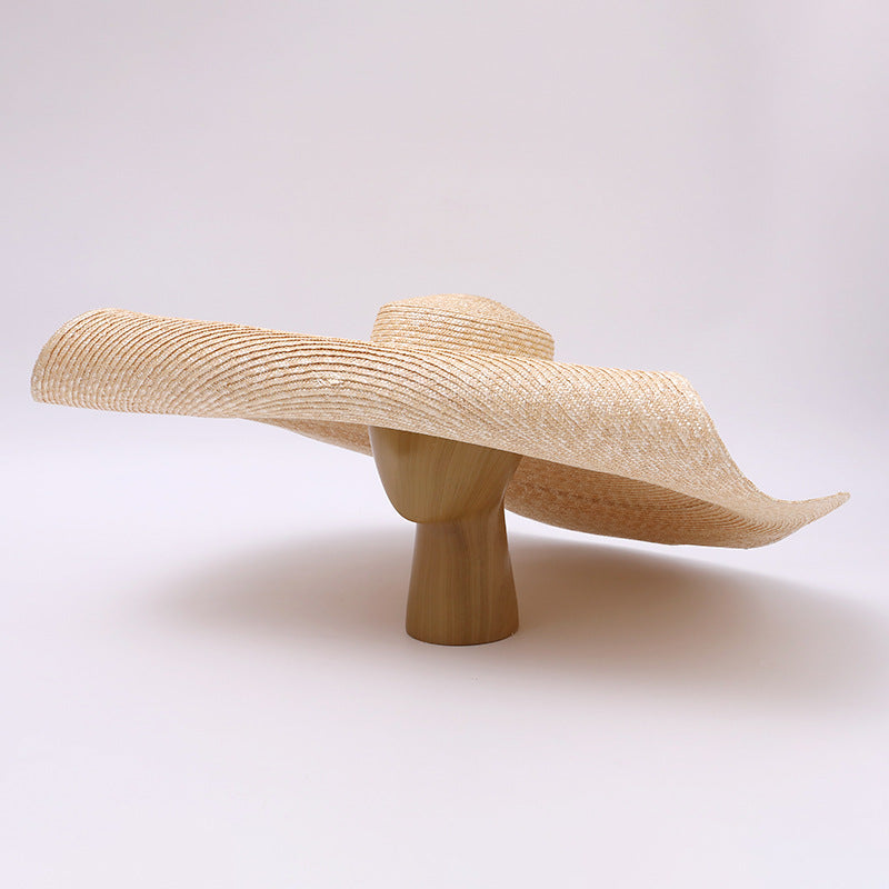 French Vintage Extra-Wide-Brim Raffia Hat