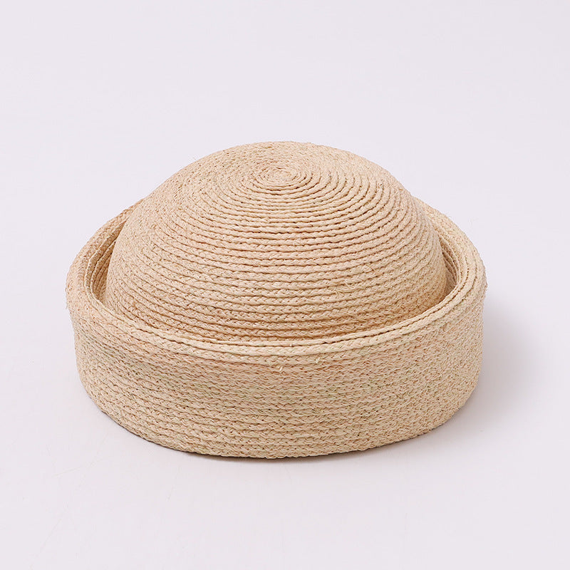 Handwoven Straw Round-Crown Pillbox Hat