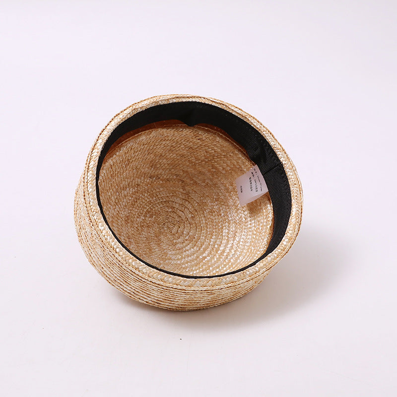 Handwoven Straw Round-Crown Pillbox Hat