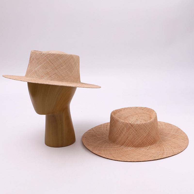 British-Style Flat-Top Panama Straw Hat