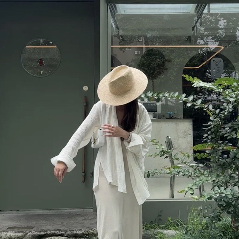 Natural Straw Fedora Hat