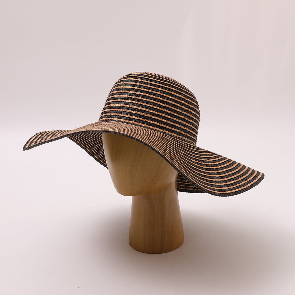 Retro Striped Wide-Brim Sun Hat
