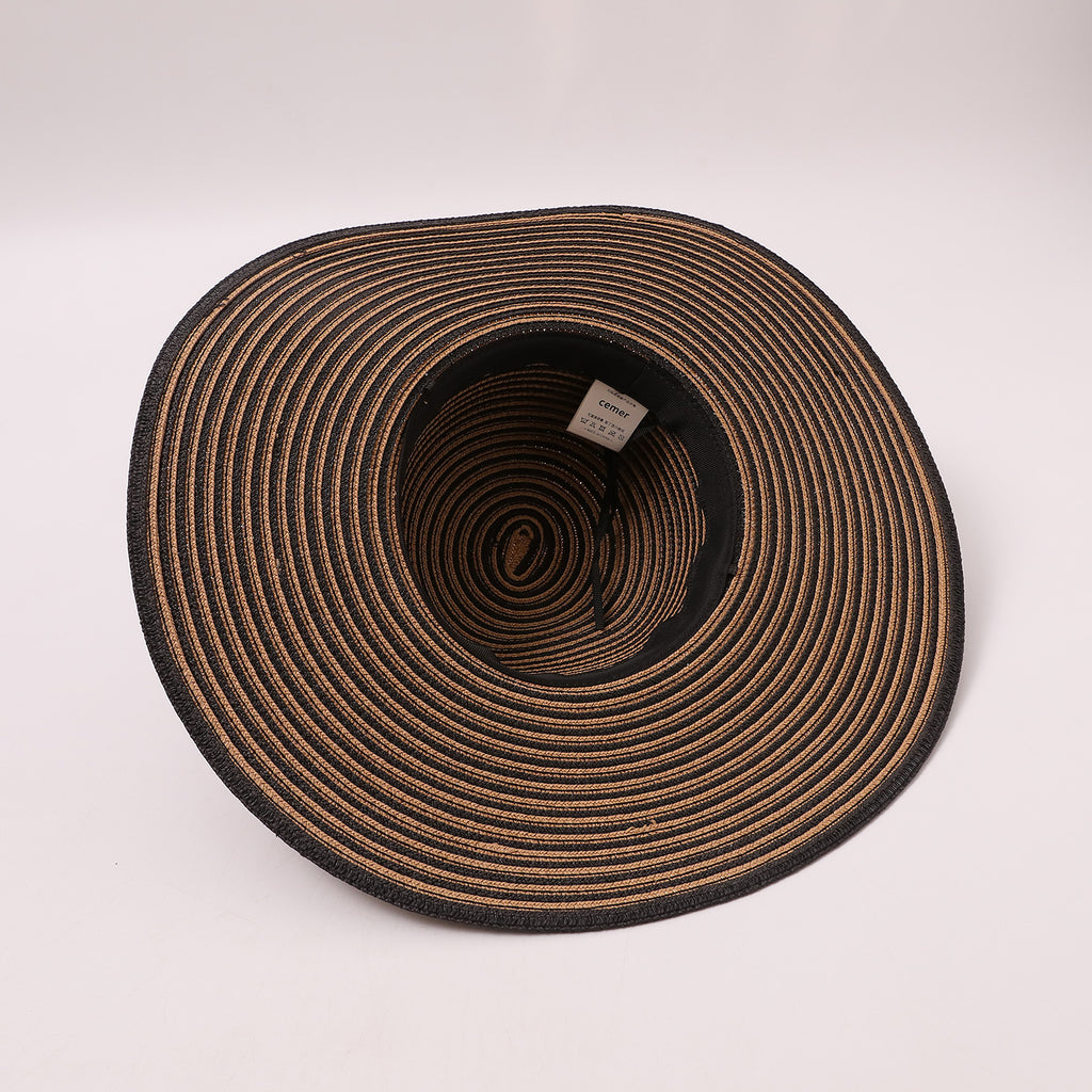 Retro Striped Wide-Brim Sun Hat