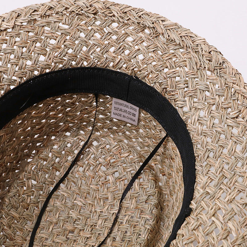 Floral Open-Weave Straw Hat