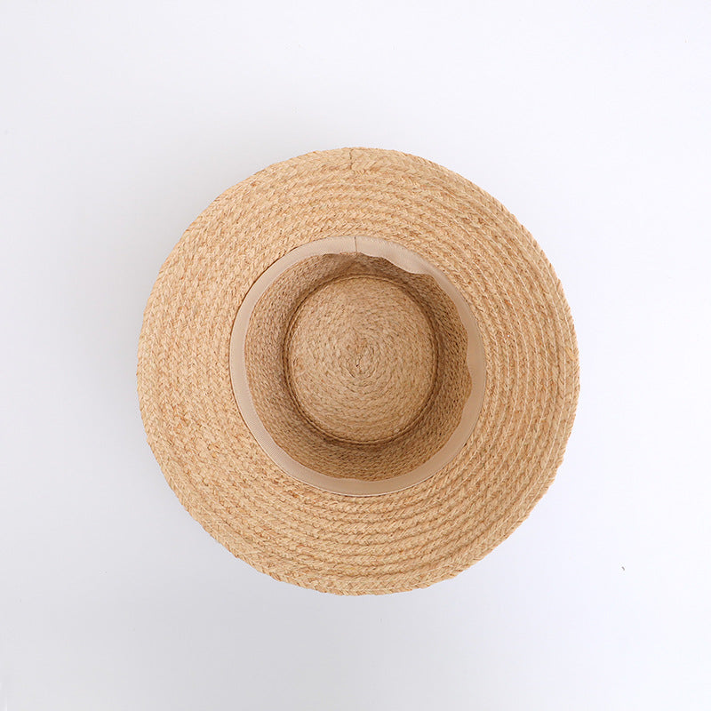 Raffia Bucket Hat with Black Ribbon Bow