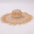 Tasseled Open-Weave Wide-Brim Straw Hat