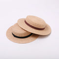 French Straw Boater Hat Two-Piece Set (Dual-Color Ribbons)