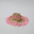 Pink Tassel Embroidered Straw Hat