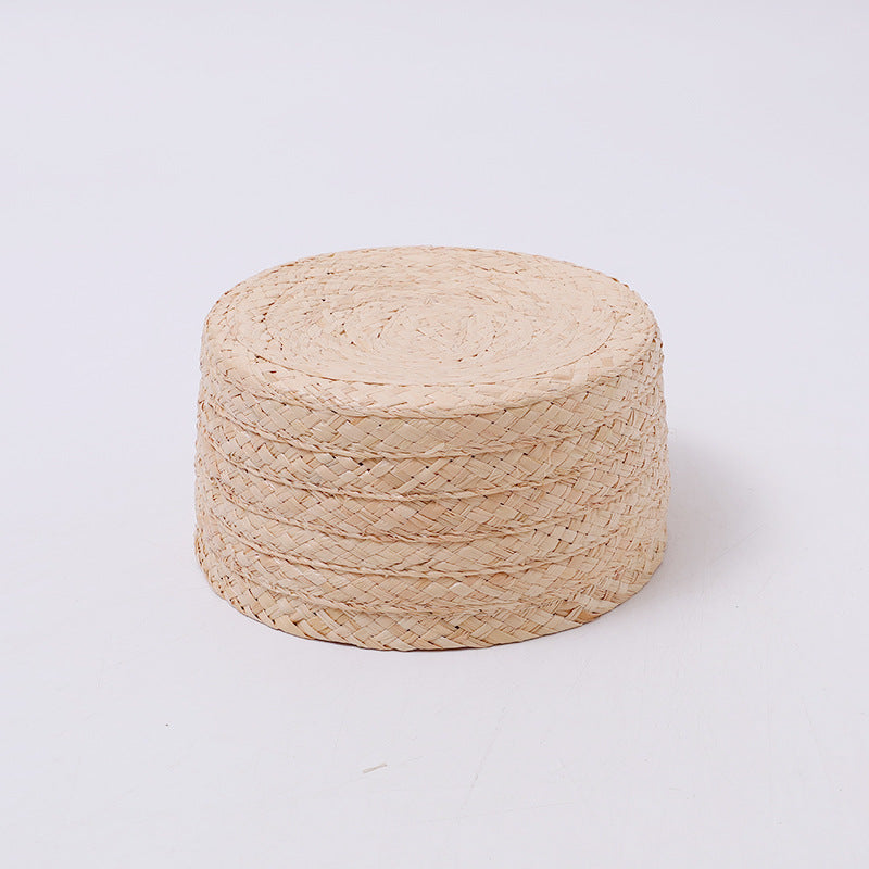 Handwoven Flat-Crown Straw Pork Pie Hat
