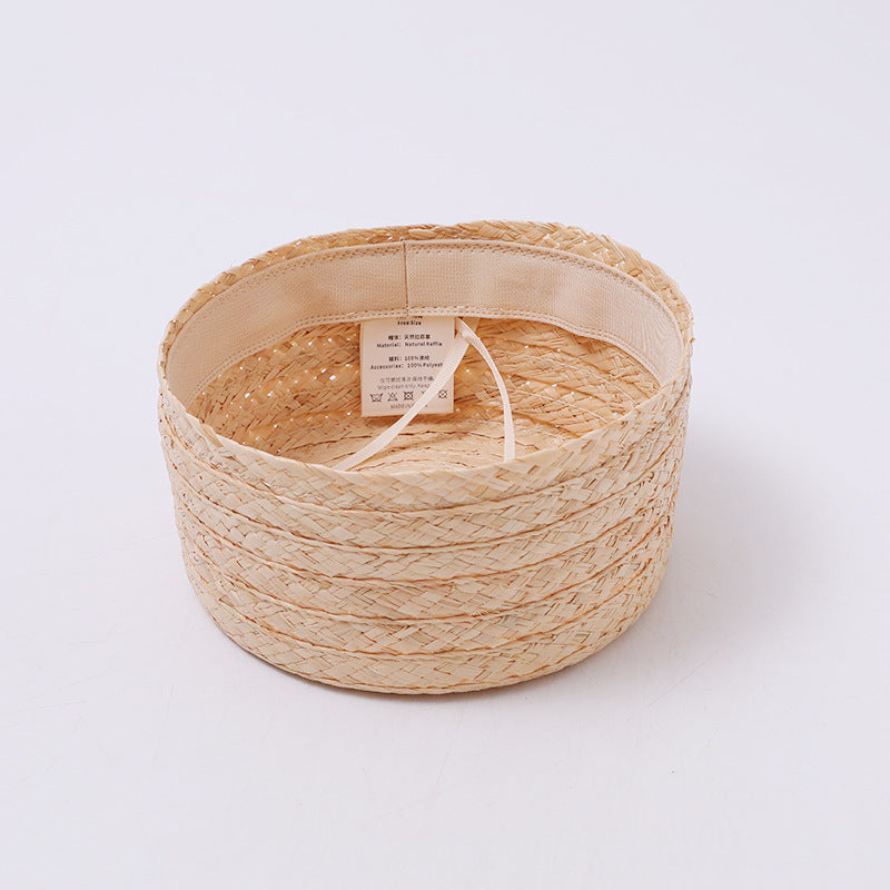 Handwoven Flat-Crown Straw Pork Pie Hat